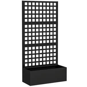 Jardinière treillis haut design - dim. 89 x 40 x 178 cm - acier thermolaqué noir