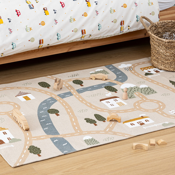 Tapis enfant route Niels Jute 100x150cm