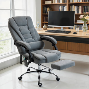 Fauteuil de bureau direction massant chauffant hauteur réglable dossier inclinable tissu gris foncé