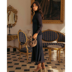 Vestido midi con escote pico y halter anudado