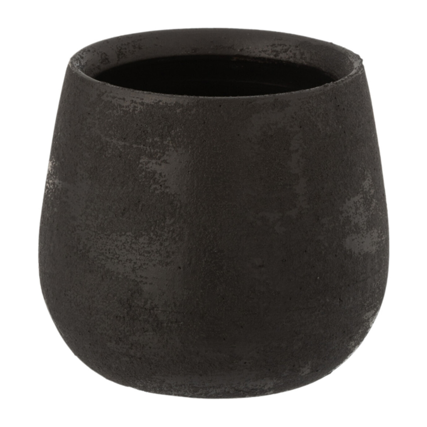 J-Line cache-pot Irrégulier Rugueux - céramique - noir - small - 2 pièces - Ø 16.5 cm