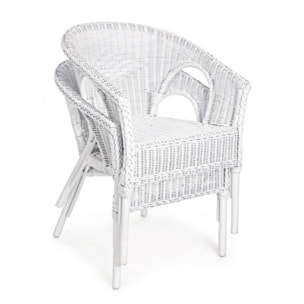 Set di 4 poltrone ALLISS in rattan bianco, impilabile