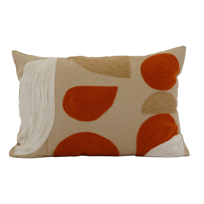 Coussin brodé motif abstrait - Marron Brun