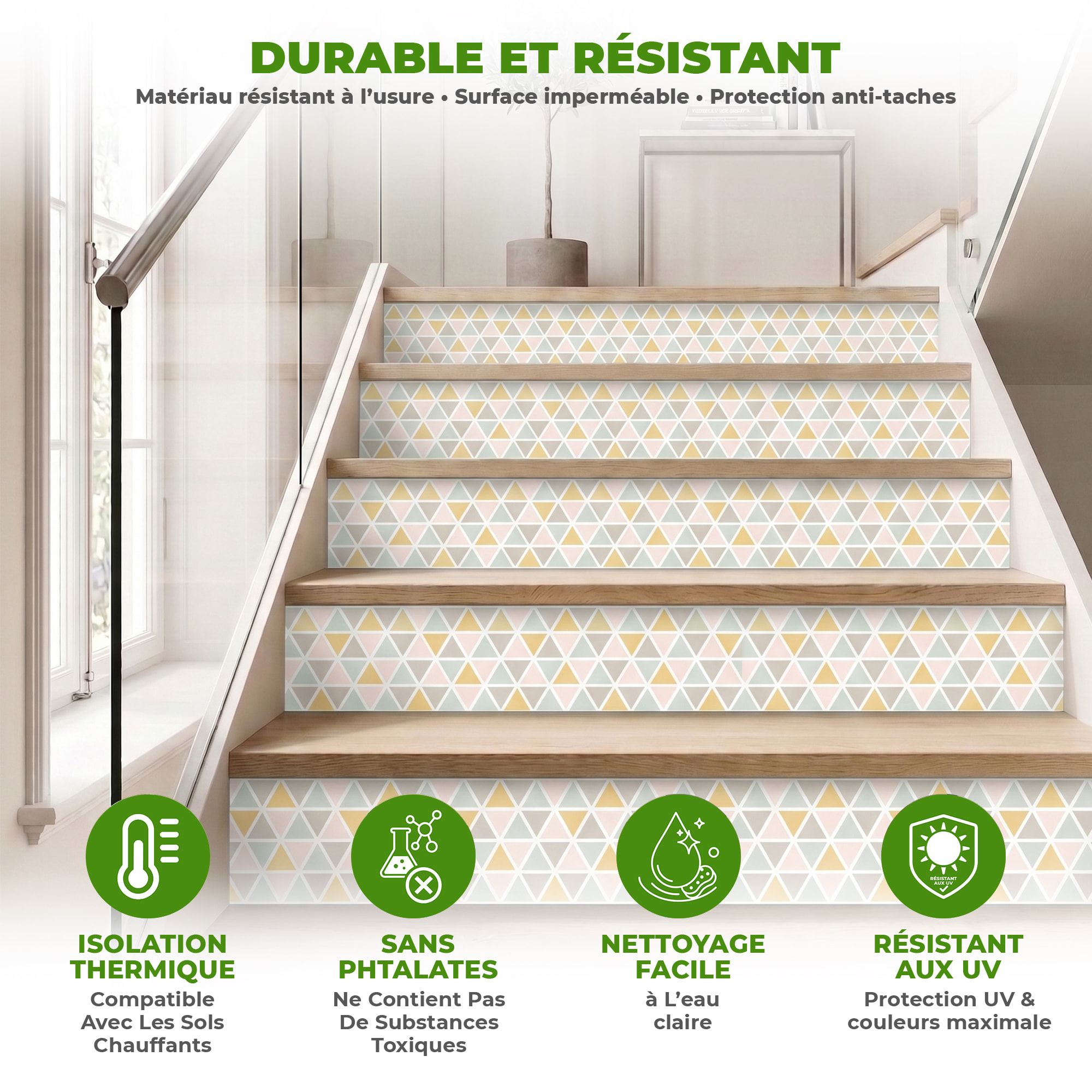 Stickers adhésifs escalier carrelages | Sticker Autocollant contremarche Carreaux de ciment carrelages adhésif - ADABYR