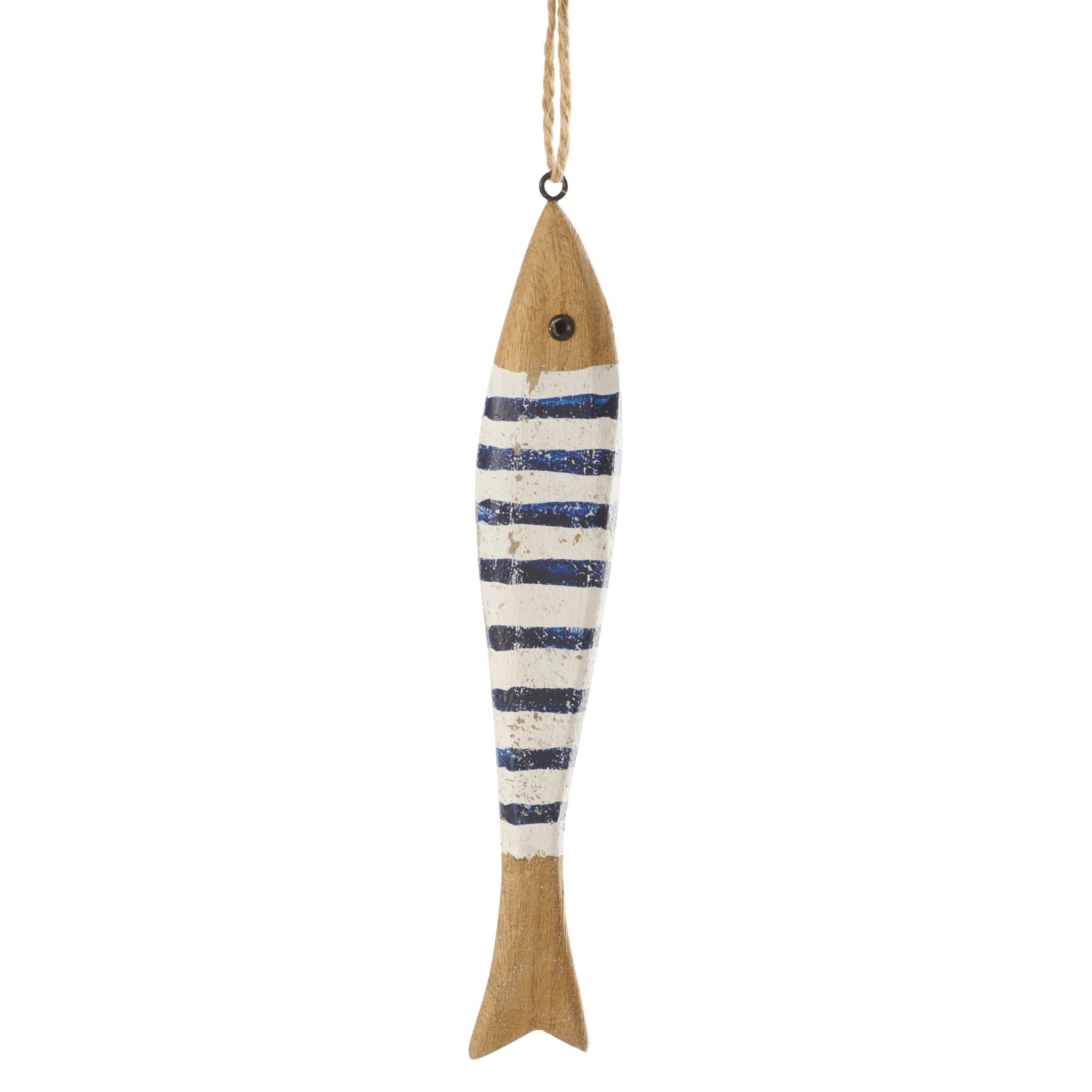 J-Line Guirlande 9 Poissons - bois - bleu/blanc