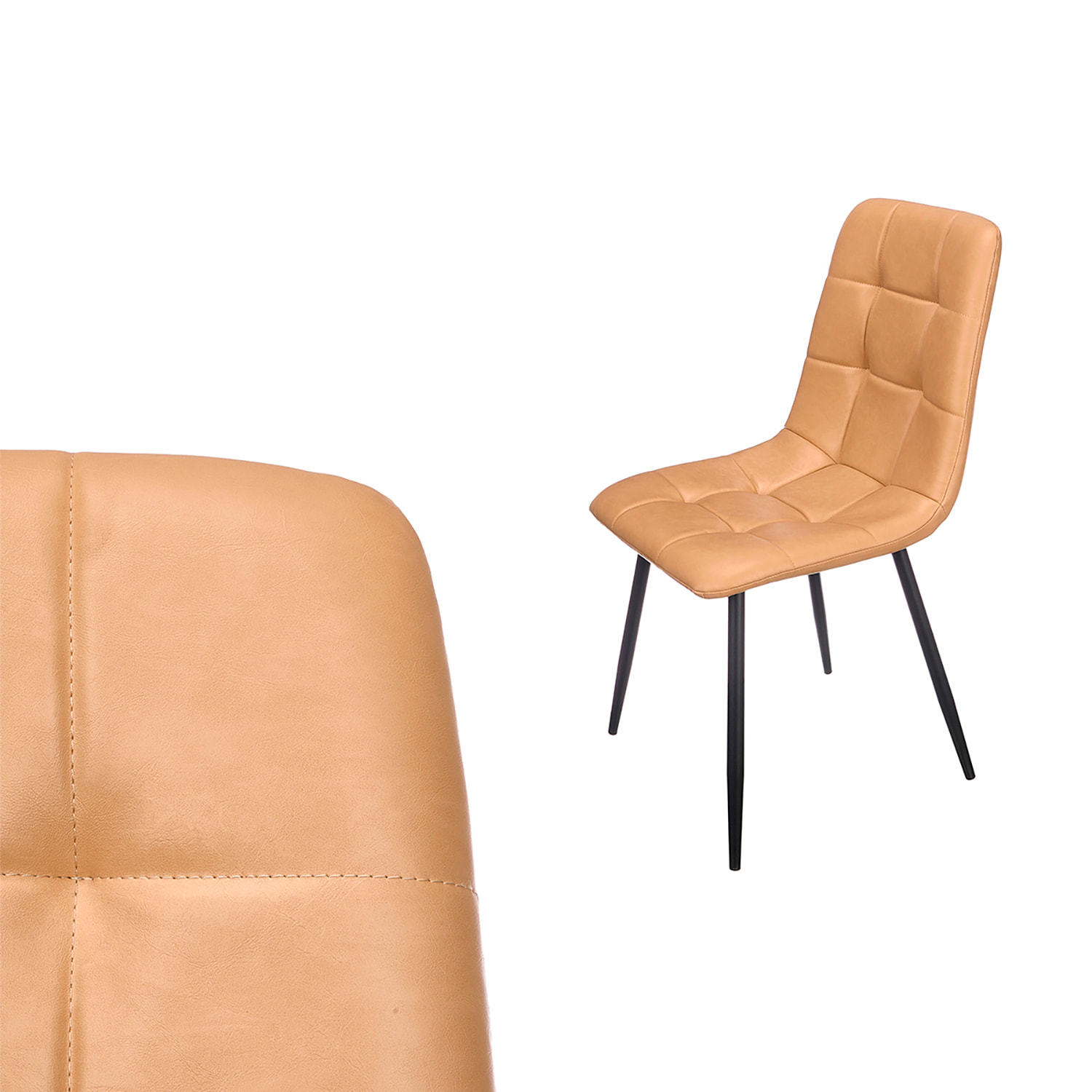 Sedia larga in pelle di colore beige.