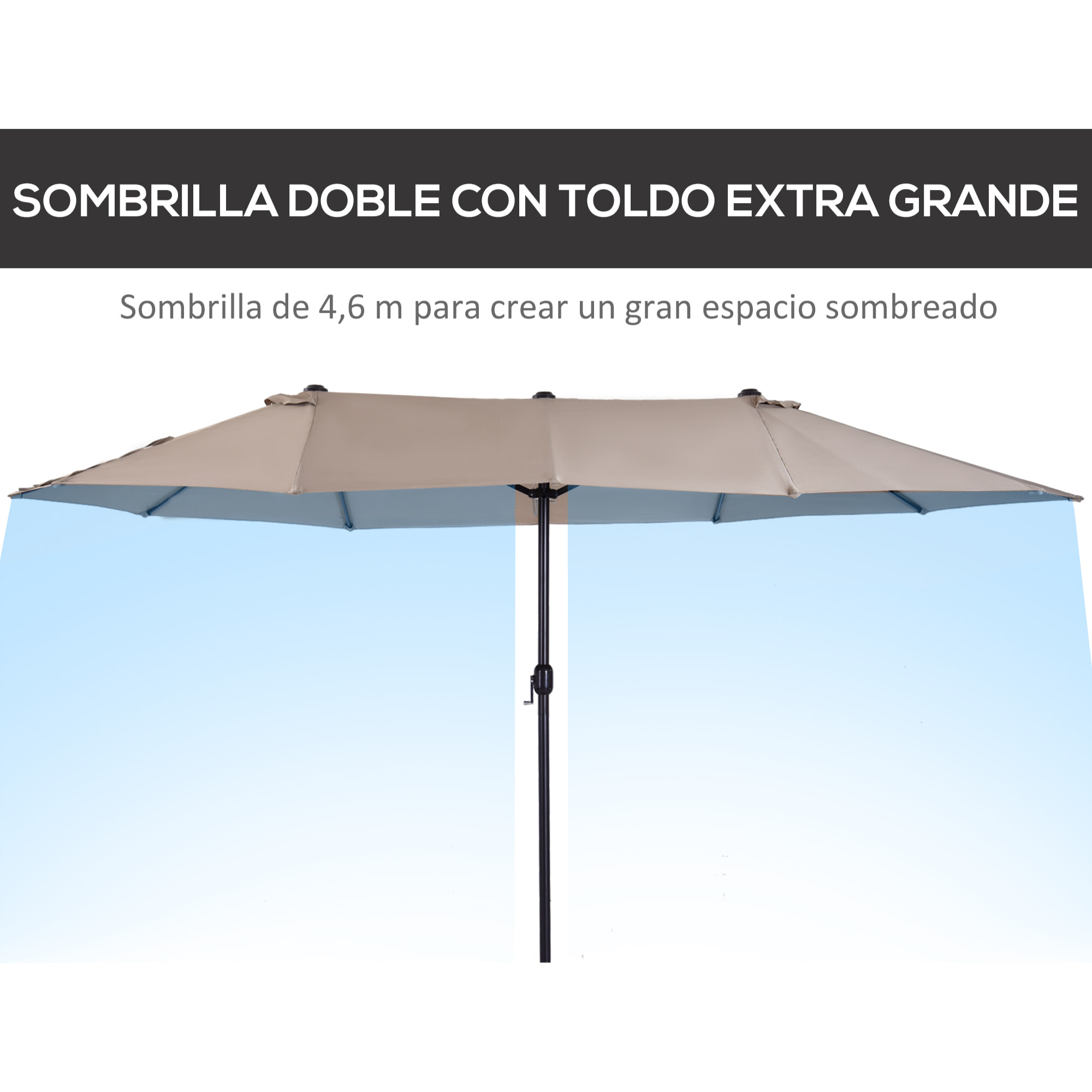 Sombrilla Doble de Tela de Poliá©ster 4.6x2.7x2.4m Cafá©