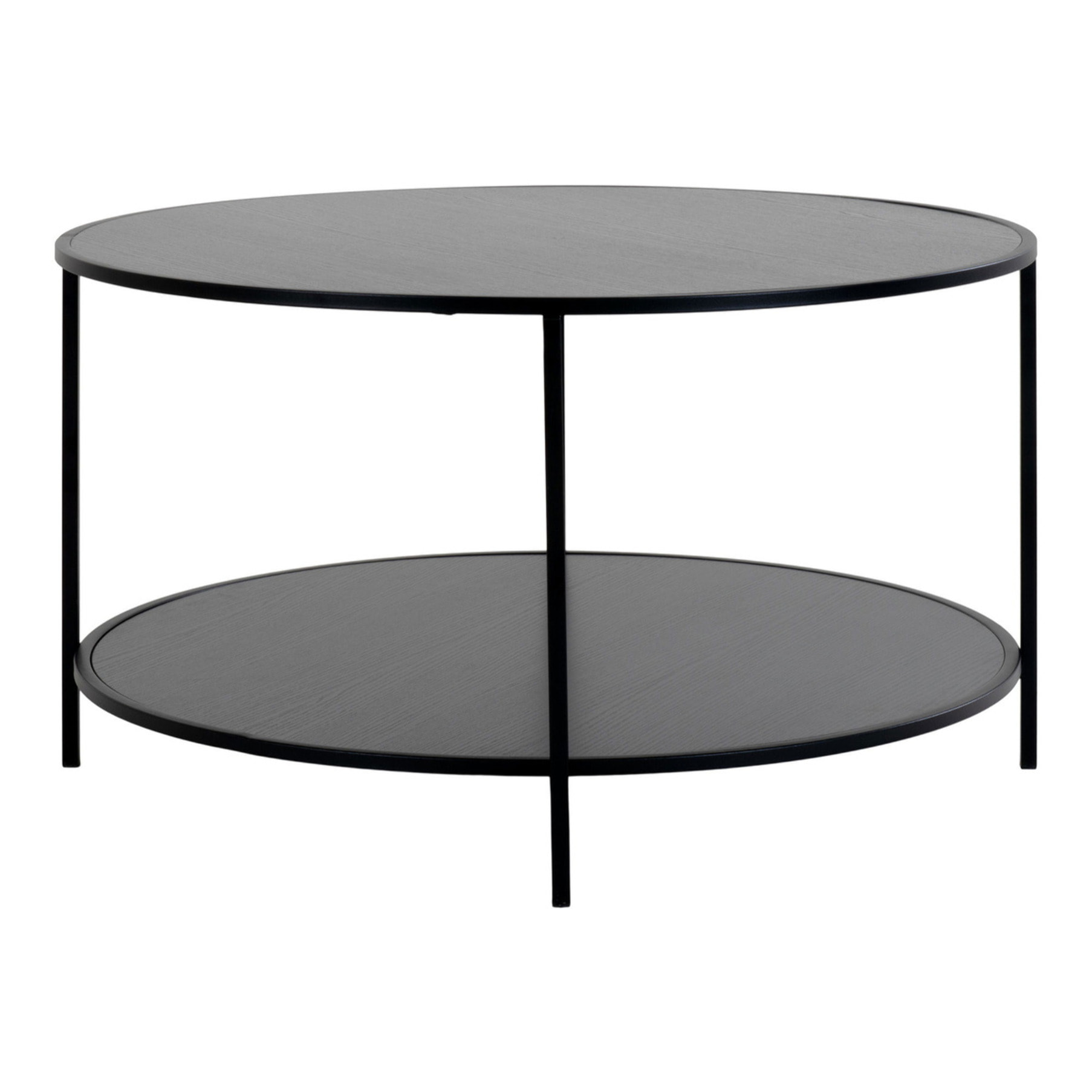 Tavolino da salotto Vita rotondo in nero con struttura in acciaio, ø80×45 cm