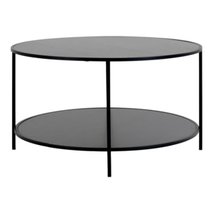 Tavolino da salotto Vita rotondo in nero con struttura in acciaio, ø80×45 cm