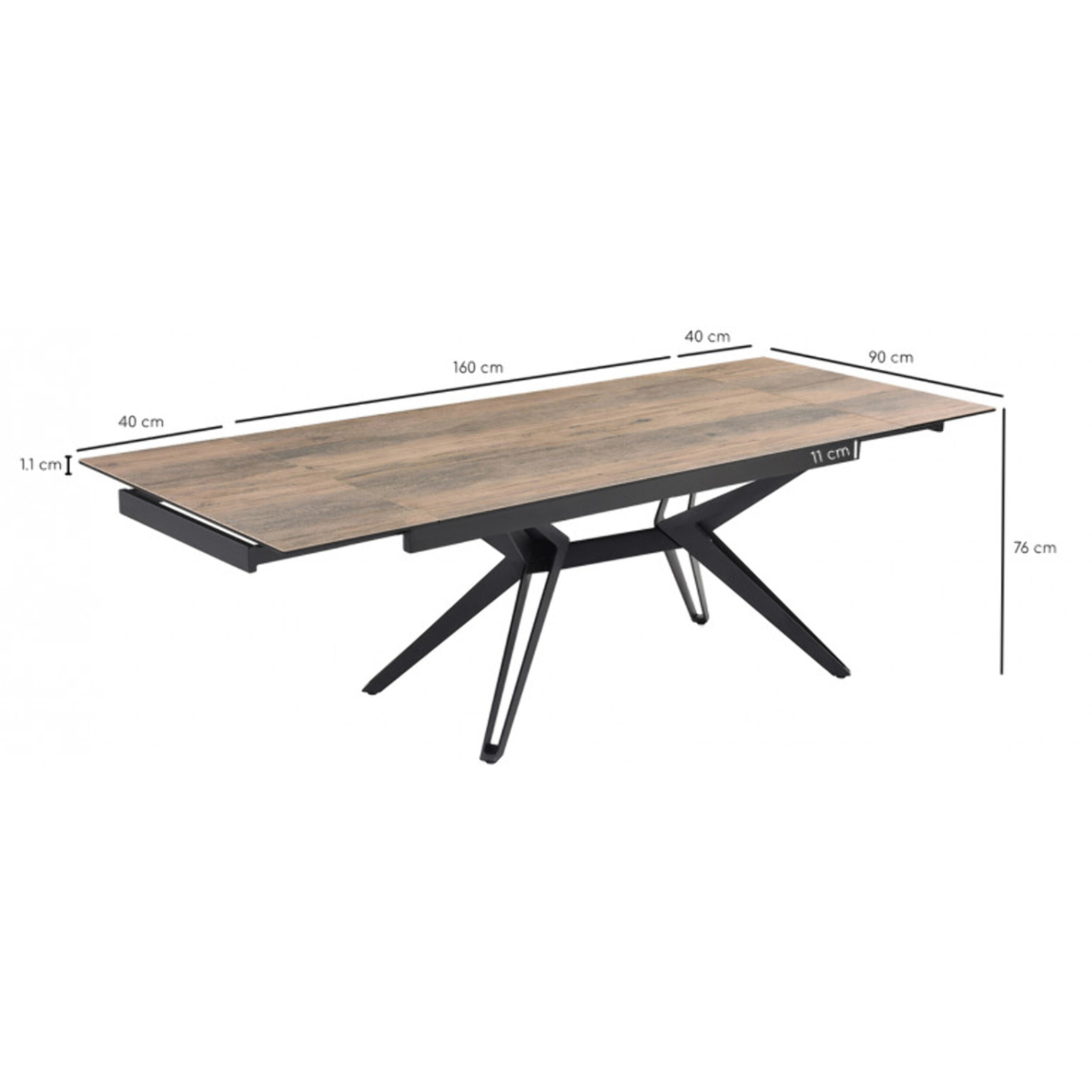 Table extensible en céramique finition bois L160/240cm - 9 piètements - UNIK