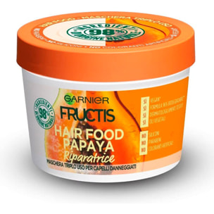 Maschera Riparatrice per Capelli Danneggiati Fructis Hair Food Papaya Triplo Uso - Barattolo da 390ml