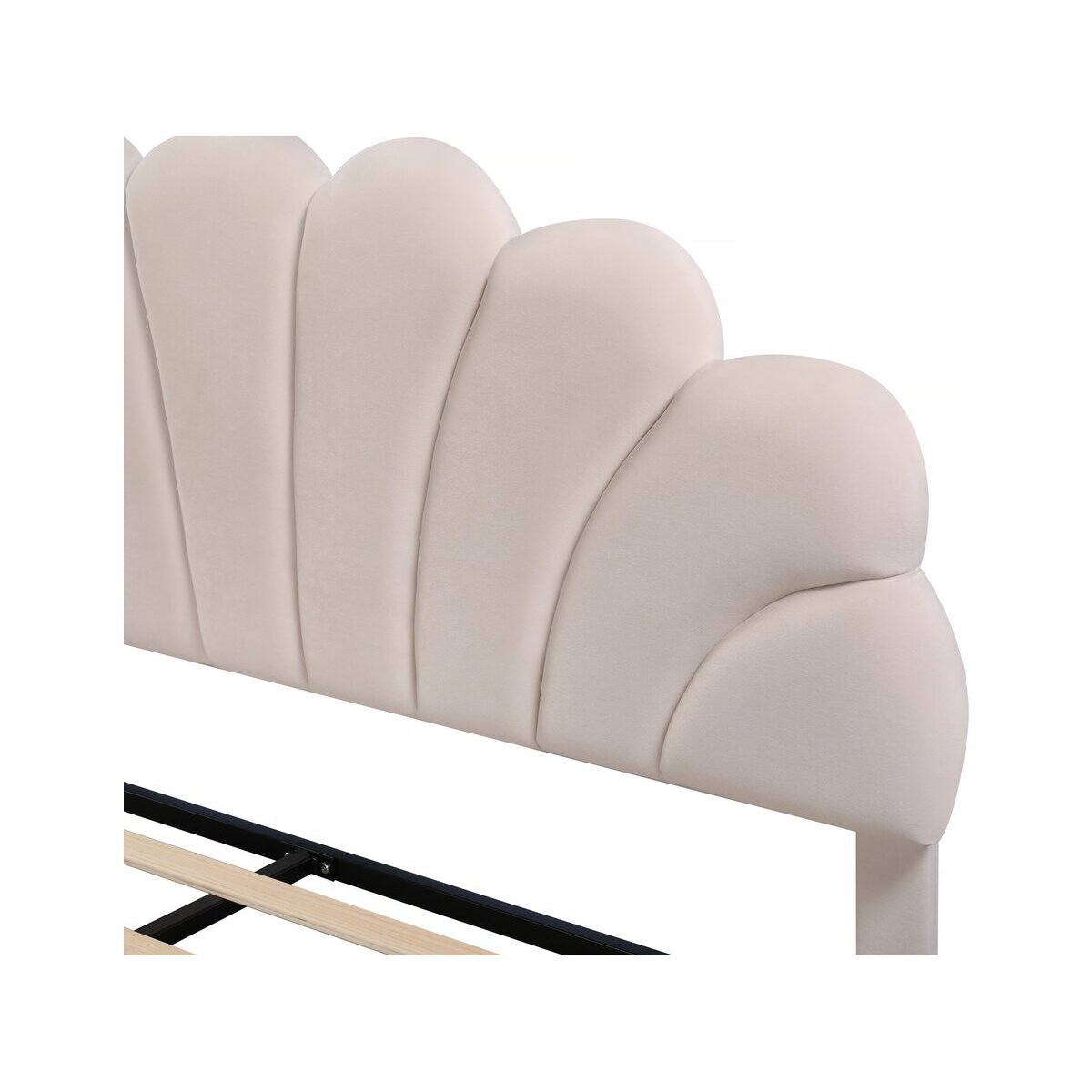 Lit coquillage en velours "Manon" - Beige - 160 x 200 cm
