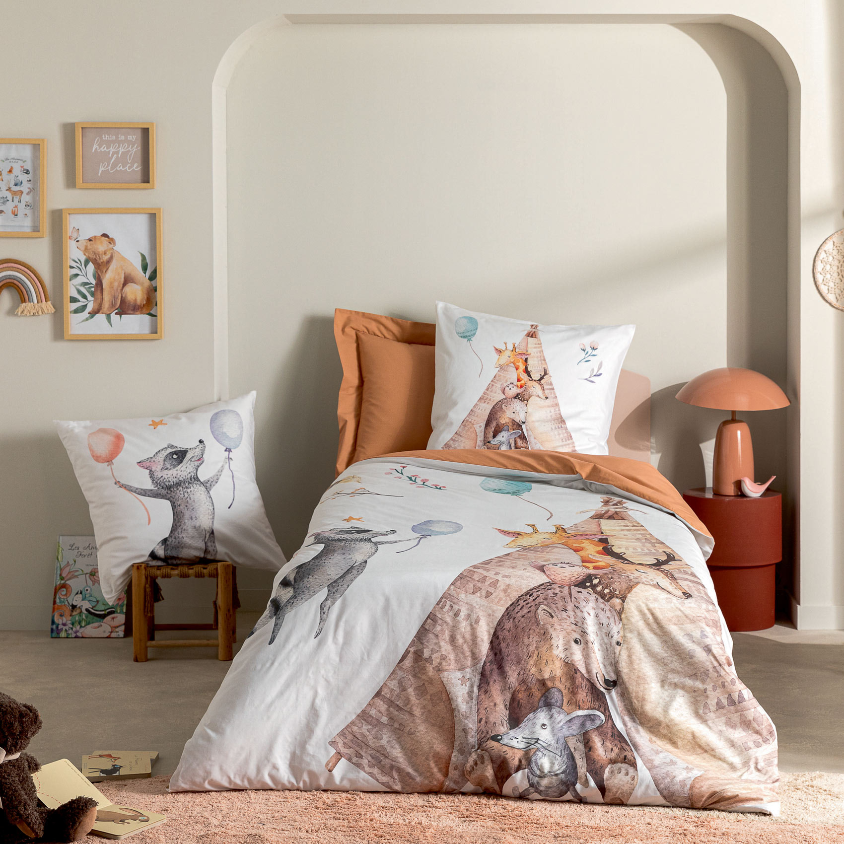 Taie d'oreiller animaux de la forêt - Blanc