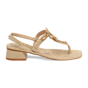 Sandalias beige con tacón 3,4 cm