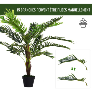 Outsunny Palmier artificiel hauteur 123 cm arbre artificiel décoration plastique fil de fer pot inclus vert