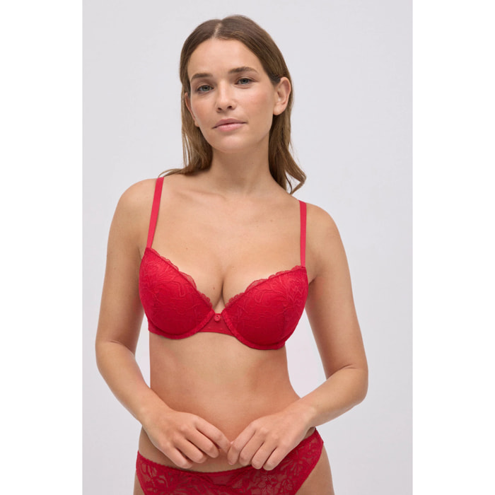 Reggiseno push-up con pizzo e ferretto plumetis