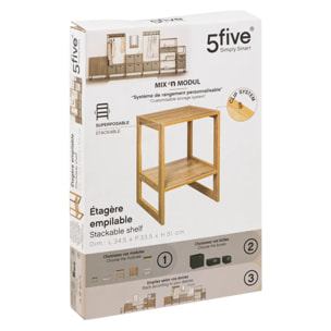 Étagère empilable 1 case "Mix N' Modul" effet bois naturel
