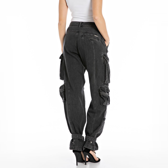 Jeans Milva - forma oversize - 100% algodón - negro denim