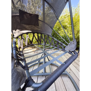 LACANAU - Balancelle de jardin en acier avec coussins