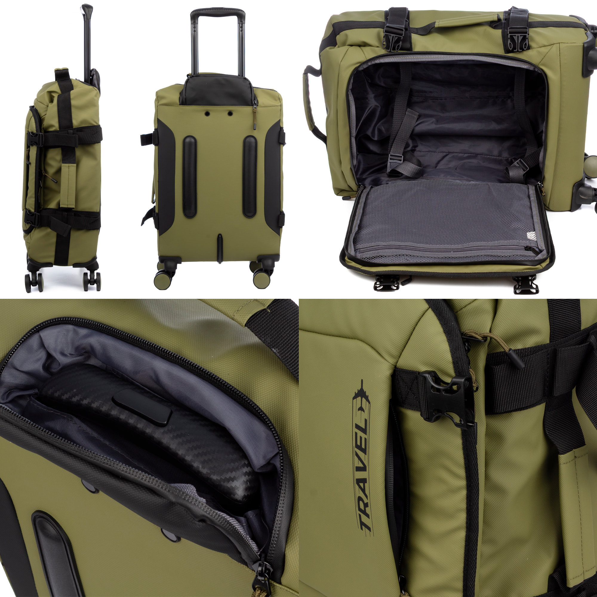 Juego de 3 maletas flexibles de tejido repelente al agua, reflectantes y de alta durabilidad.