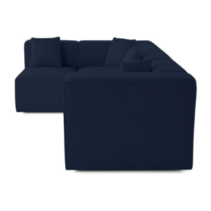 Arty - canapé modulable d'angle gauche 5 places - en tissu mailles 3D - Bleu