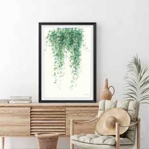 Affiche plante succulente illustrée Affiche + cadre en bois - Noir