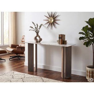 Console avec plateau en céramique style pandora "Elma" - 140 cm - Marron