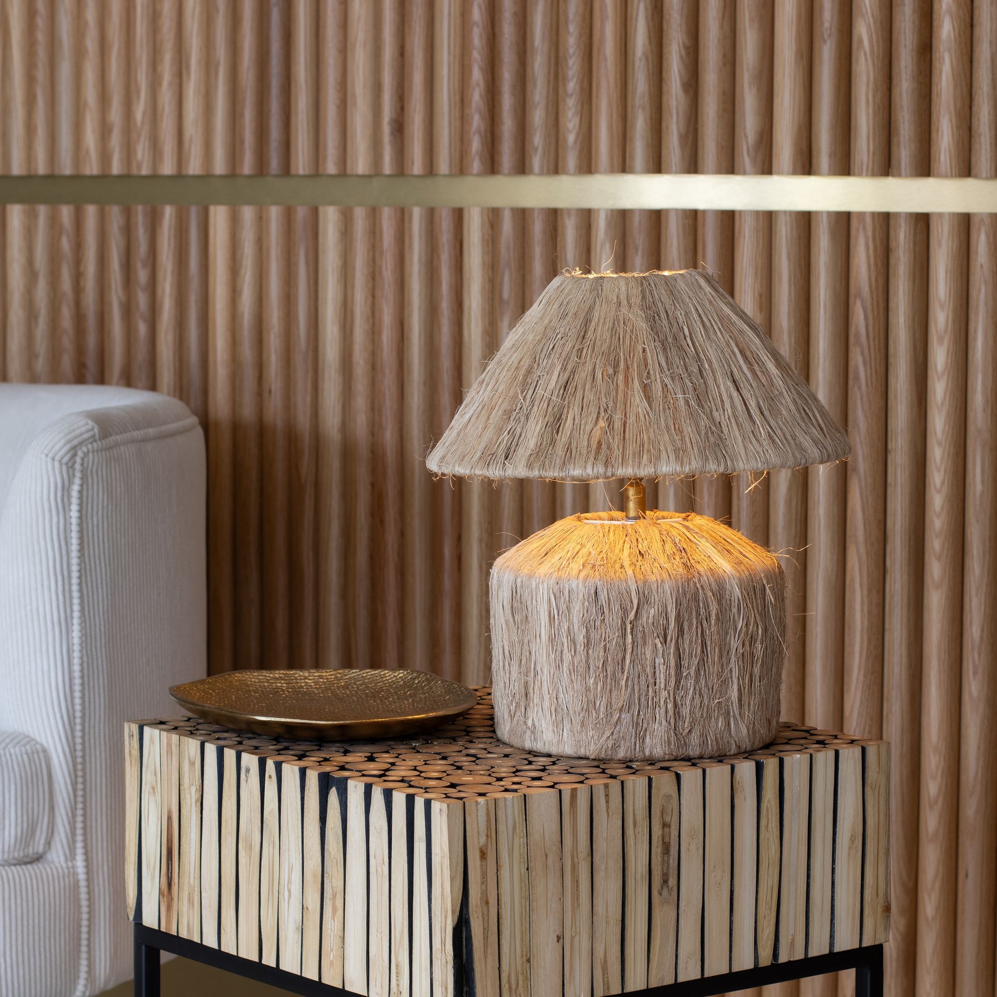 Lampe à poser en fibres naturelles h32cm KAYA