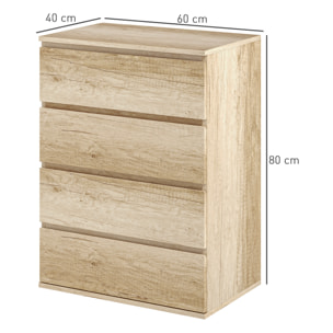 Commode 4 tiroirs dim. 60L x 40l x 80H cm effet bois