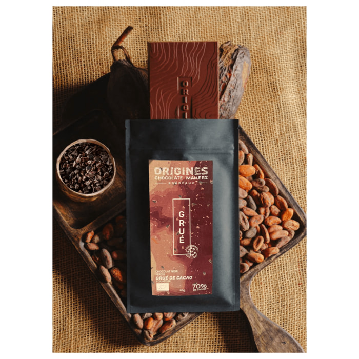 Tablette de chocolat noir 70% au Grué - Bean To Bar - 85g Bio