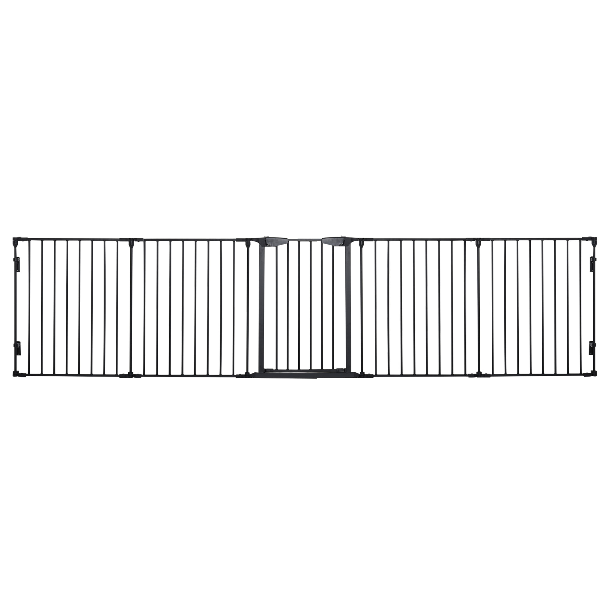 Barrera de Seguridad para Mascotas 300 cm Parque para Perros Plegable de 5 Paneles con Cierre Inteligente para Escalera Pasillo Negro