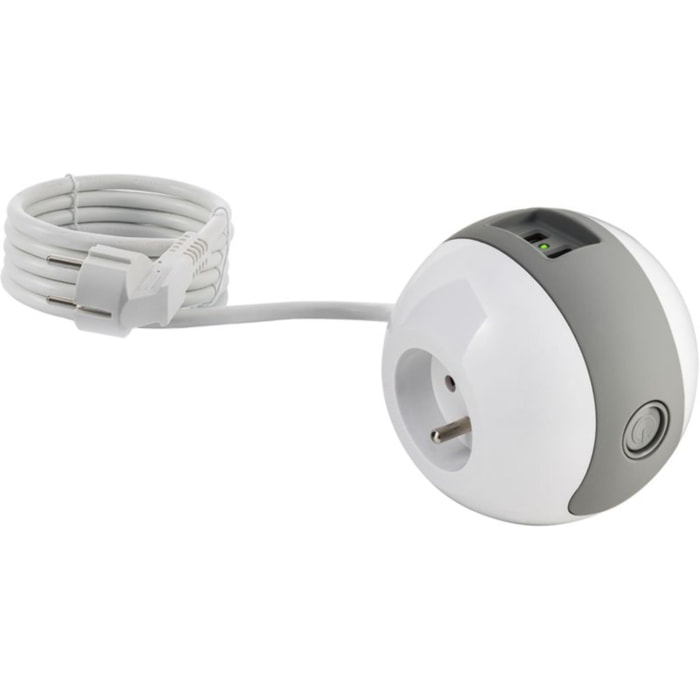 Multiprise USB WATT AND CO Wattball Blanc - Gris