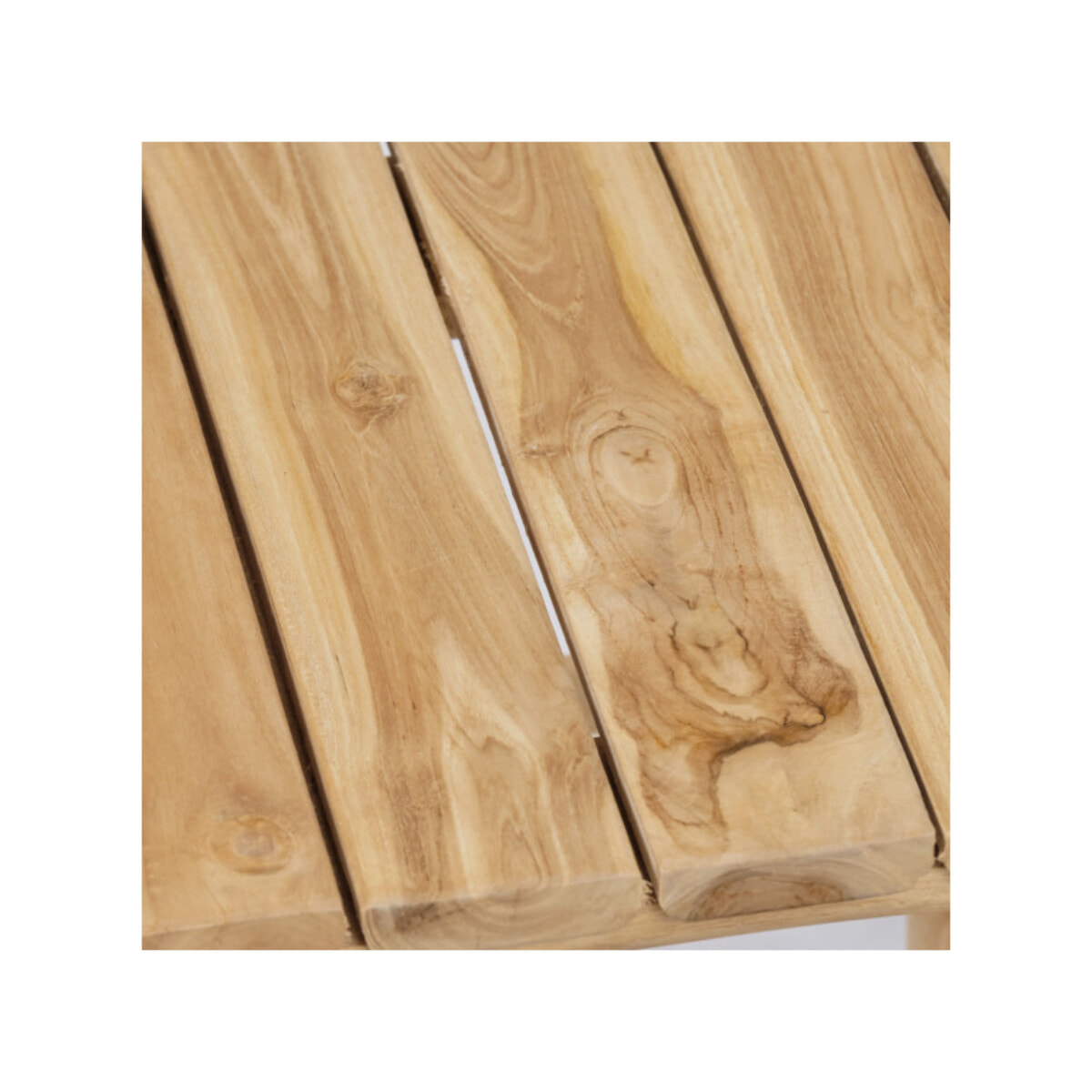 Petit tabouret carré artisanal 30 cm de haut en bois de teck - KIDA