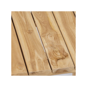 Petit tabouret carré artisanal 30 cm de haut en bois de teck - KIDA