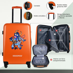 Juego de maletas rígidas con ruedas kukuxumusu 3 piezas color naranja