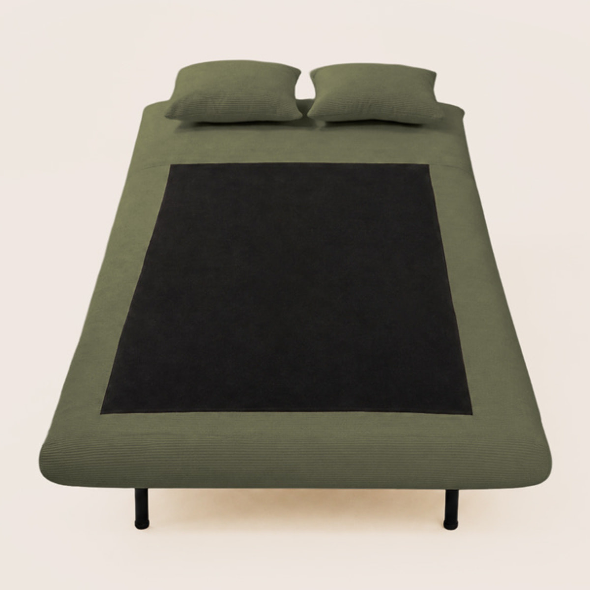 Lumi - Banquette convertible clic-clac 1 place en velours côtelé - Vert