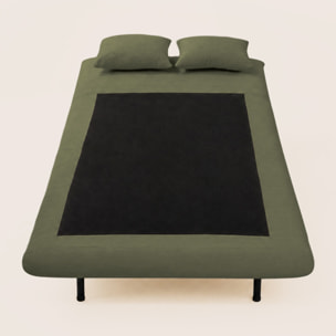 Lumi - Banquette convertible clic-clac 1 place en velours côtelé - Vert