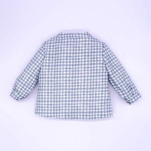 CAMISA CUELLO MAO VICHY ACUARELADO AZUL