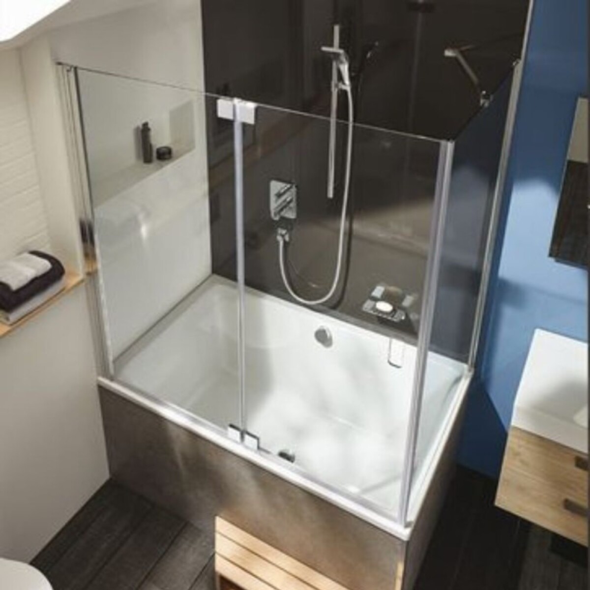 Baignoire bain douche Capsule + marche pieds