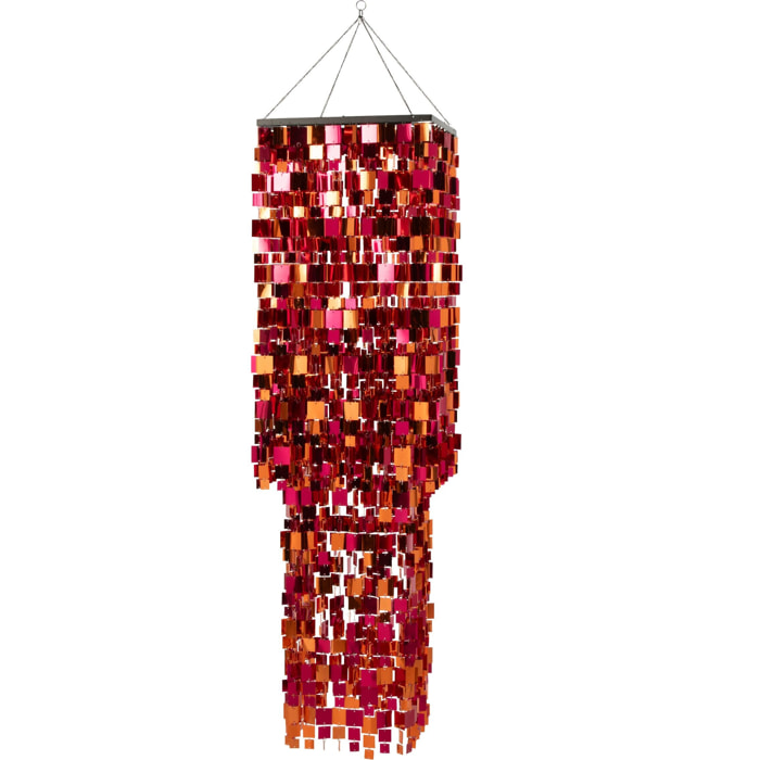 J-Line abat-jour sequin carré - PET - rose/orange