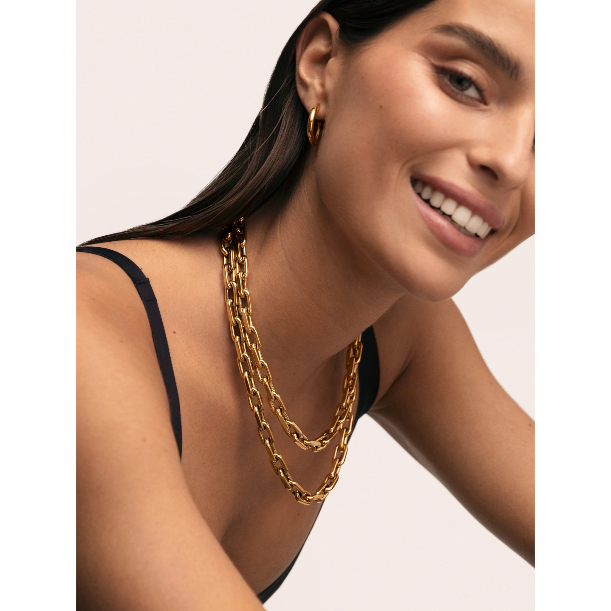 Collana Big Link Acciao Placcato Oro