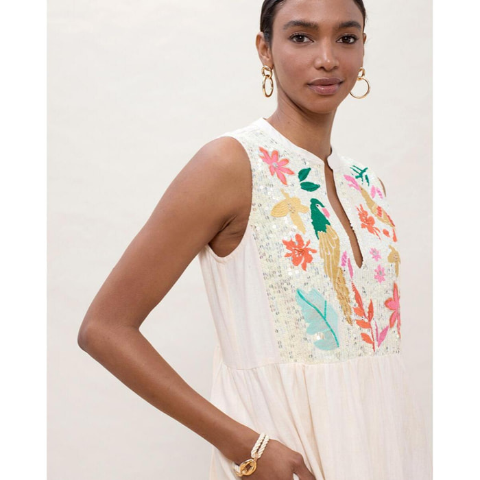 Abito con volant a pappagallo