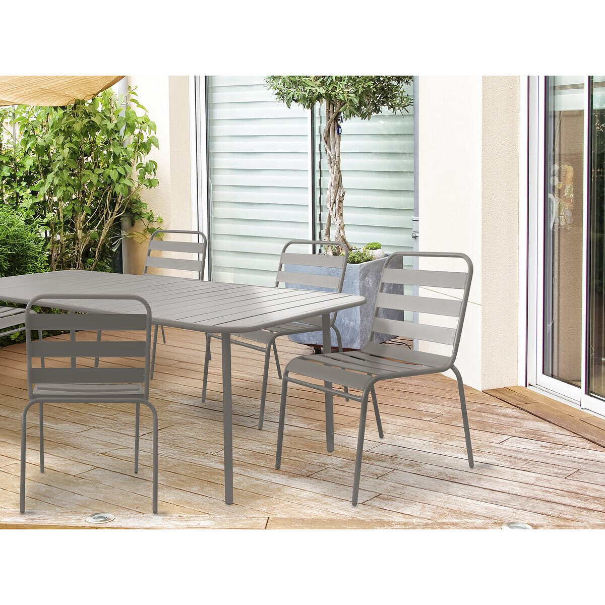 Lot de 2 chaises de jardin en métal empilables "Bilbao" - Taupe