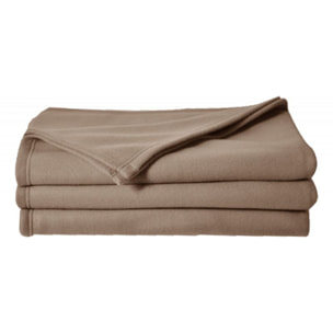 Couverture polaire 240 x 260 cm taupe "Grande largeur"