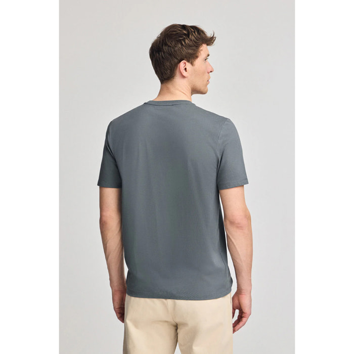 Camiseta gris piedra básica de cuello redondo y bordado Rigby Best