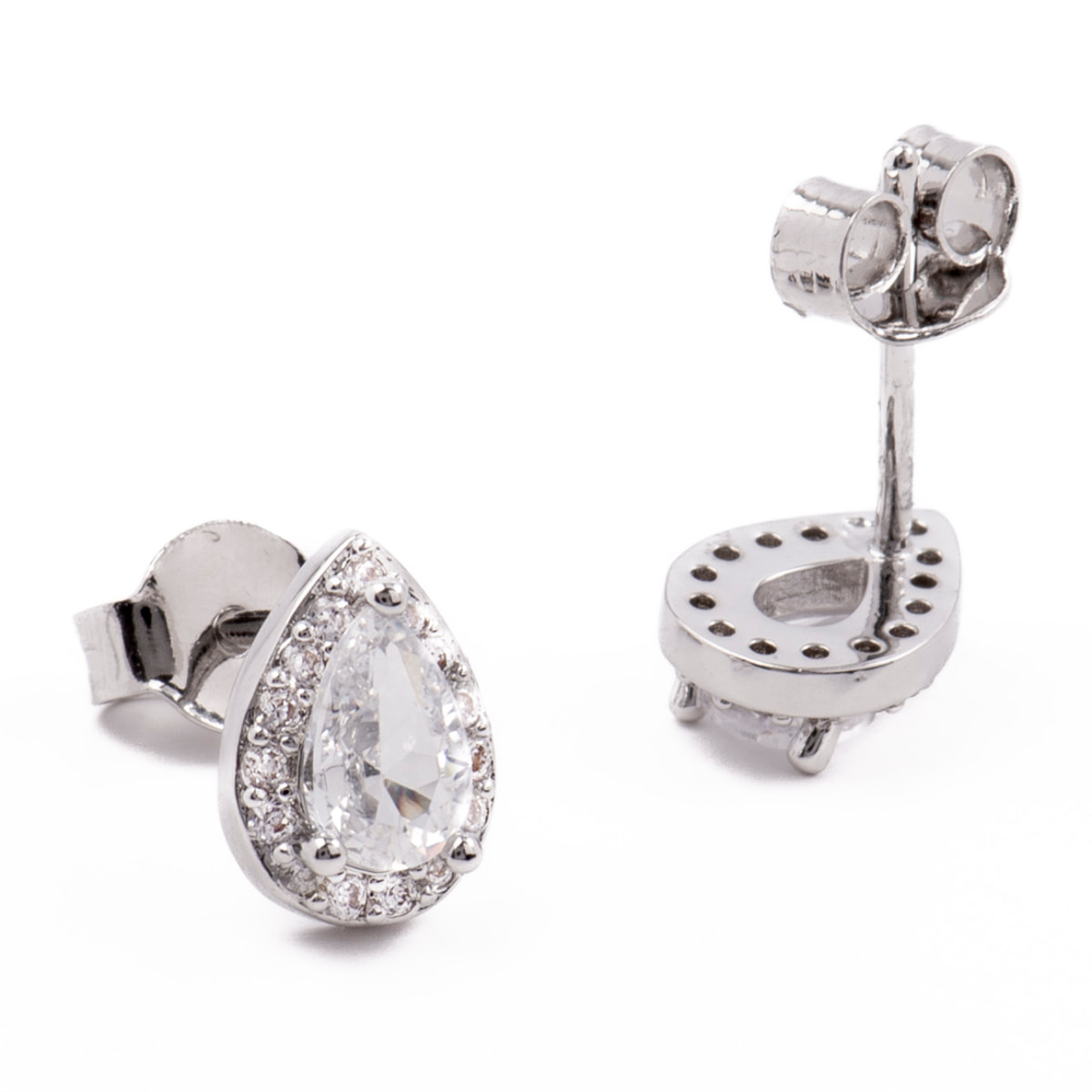 Pendientes de Circonita Brillante acabados en rodio