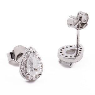 Pendientes de Circonita Brillante acabados en rodio