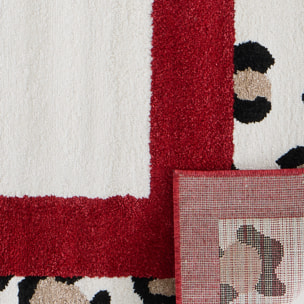 LEOVAH - Tapis de salon rouge à motif léopard