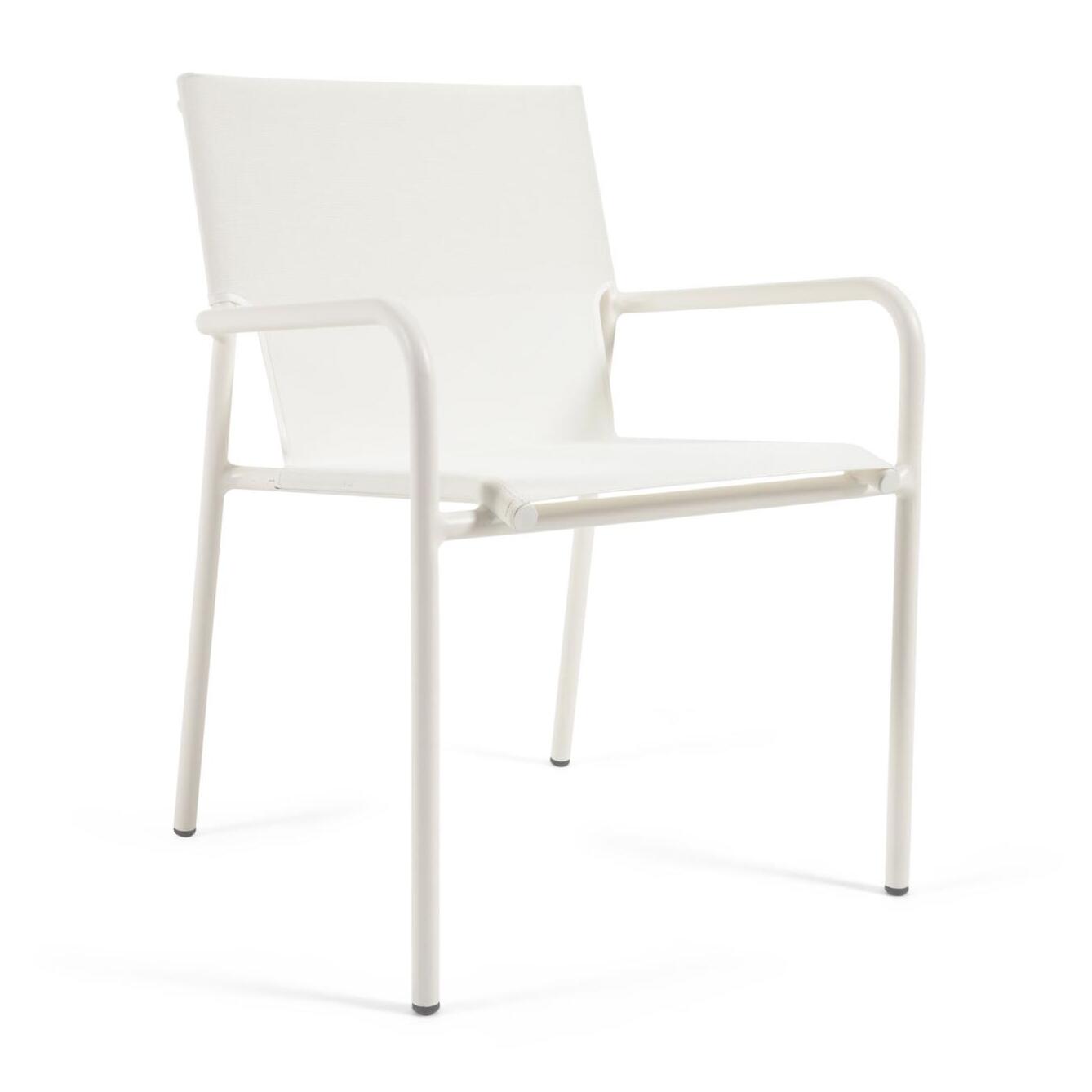 Silla de exterior apilable Zaltana de aluminio con acabado pintado blanco mate