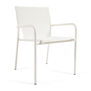 Silla de exterior apilable Zaltana de aluminio con acabado pintado blanco mate